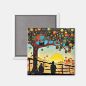 Bei Sonnenaufgang silhouettiert Magnet (Vorderseite/Rückseite)
