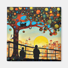 Bei Sonnenaufgang silhouettiert Magnet