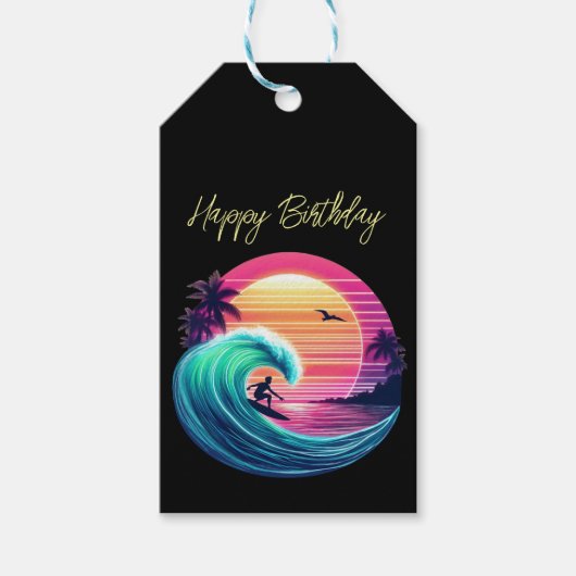 Bei Sonnenuntergang die Wave reiten Geschenkanhänger (Vorderseite)