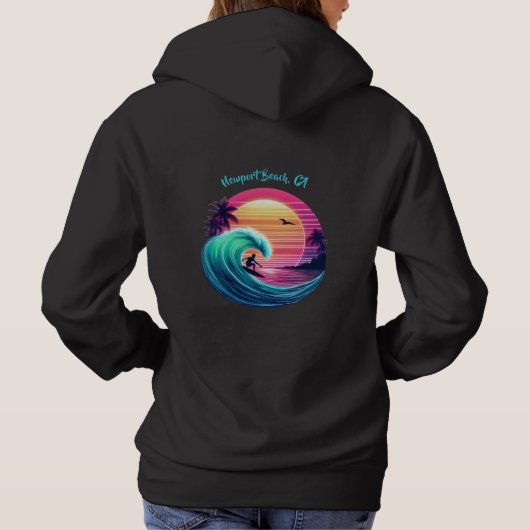 Bei Sonnenuntergang die Wave reiten Hoodie (Rückseite)