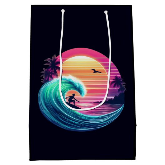 Bei Sonnenuntergang die Wave reiten Mittlere Geschenktüte (Rückseite)