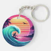 Bei Sonnenuntergang die Wave reiten Schlüsselanhänger (Rückseite)