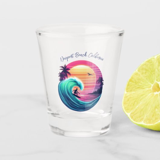 Bei Sonnenuntergang die Wave reiten Schnapsglas (Vorderseite)