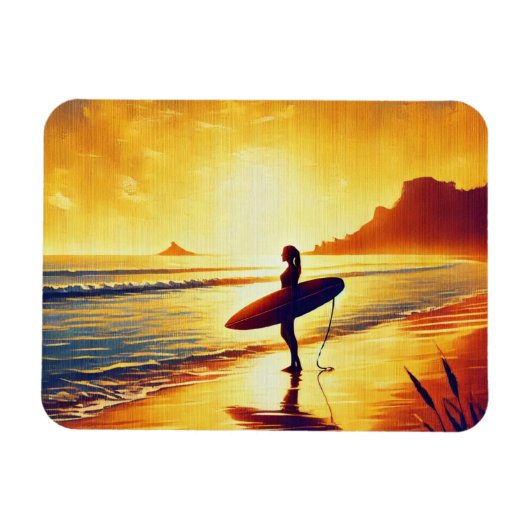 Bei Sonnenuntergang surfen Frauen Magnet (Horizontal)