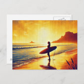 Bei Sonnenuntergang surfen Frauen Postkarte (Vorne/Hinten)