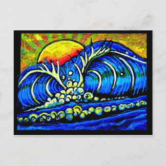 bei Sonnenuntergang surfen Postkarte