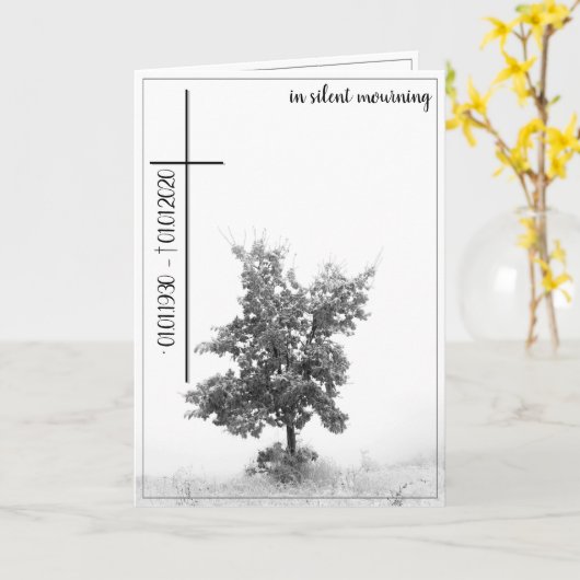 Bei stille Trauer - Baum auf der Wiese 2.0 Karte (Gelbe Blume)
