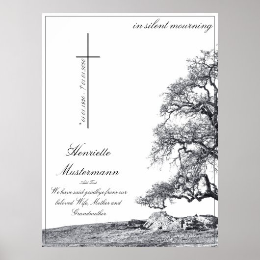 Bei stille Trauer - Baum auf der Wiese Poster (Vorne)