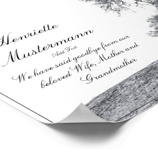 Bei stille Trauer - Baum auf der Wiese Poster (Ecke)