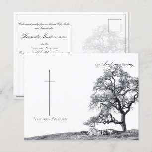Bei stille Trauer - Baum auf der Wiese Postkarte