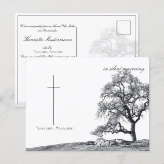 Bei stille Trauer - Baum auf der Wiese Postkarte