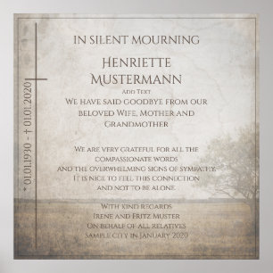 Bei stille Trauer - Vintager Baum auf der Wiese Poster