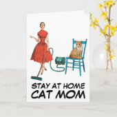 BEI ZUHAUSE CAT MAMA RETRO GREETING CARDS bleibe Karte (Gelbe Blume)