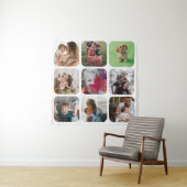 Beibehalten der Foto Collage Quadrat Vorlage runde Wandteppich (Beispiel)