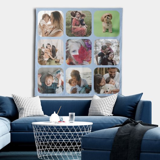 Beibehalten der Foto Collage Quadrat Vorlage runde Wandteppich