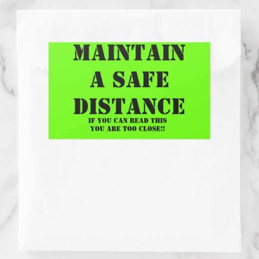 Beibehaltung eines sicheren Entfernungsaufklebers Rechteckiger Aufkleber (Tasche)