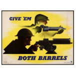 Beide Barrels, Militär und Industrie, Kriegsbemühu Fotoskulptur Ornament<br><div class="desc">Das Poster mit seinen kühnen Bildern und seiner kraftvollen Botschaft war eine krasse Erinnerung der Opfer, die für den Sieg erforderlich sind. In lebhaften Stadtstraßen und ruhigen ländlichen Städten hing es in Schaufenstern, an Fabrikmauern und in Bahnhöfen. Das Image des Stahlarbeiters, eines Symbols der amerikanischen Industrie, und des gegrillten Soldaten...</div>