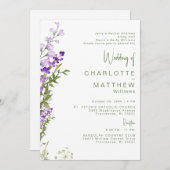 Beide Eltern 2 Veranstaltungsort Lavendel Wedding Einladung (Vorne/Hinten)