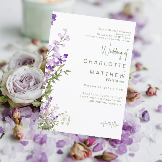Beide Eltern Lavender Foto Wedding Einladung