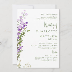Beide Eltern zur Lavendel-Hochzeit an zwei Orten Einladung