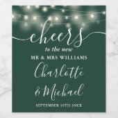 Beifall an Herrn und Frau Lights Emerald Green Wed Weinetikett (Einzelnes Label)