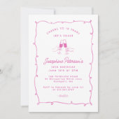 Beifall auf 18 Jahre Pink Whimsical Doodle Einladung (Vorderseite)