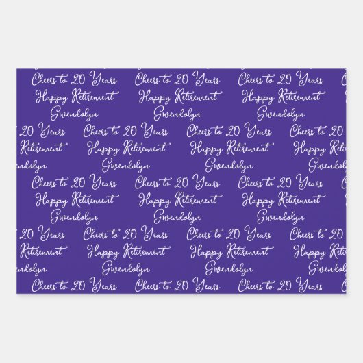 Beifall auf 20 Jahre Rosa Magenta Happy Rente Geschenkpapier Set (Vorderseite)