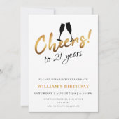 Beifall auf 21 Jahre Goldener Erwachsener zum Gebu Einladung (Vorderseite)