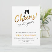 Beifall auf 21 Jahre Goldener Erwachsener zum Gebu Einladung (Stehend Vorderseite)