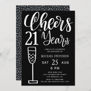Beifall auf 21 Jahre schwarz-weiß Geburtstagsparty Einladung