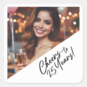 Beifall auf 25 Jahre Geburtstagsparty-Favoriten Quadratischer Aufkleber