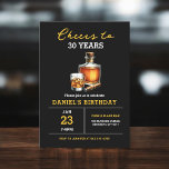Beifall auf 30 Jahre Whiskey Cigar Bourbon Geburts Einladung<br><div class="desc">Mit unserer "Cheers to 30 Years" Whiskey Bourbon Geburtstagsfeier Einladung ein Glas heben und bis zu vier Jahrzehnte an Exzellenz toast! Dieses Design vereint die Eleganz des alten Whiskeys mit eleganter Typografie und bourbon-inspirierten Details. Begleiten Sie uns für eine Nacht mit feinen Spirituosen, köstlichen Bissen und unvergesslichen Erinnerungen, während wir...</div>