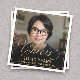 Beifall auf 40 Jahre Geburtstag Foto Gold Black Serviette