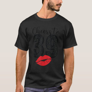 Beifall bis 39 Jahre Lips Happy Birthday Leopard B T-Shirt