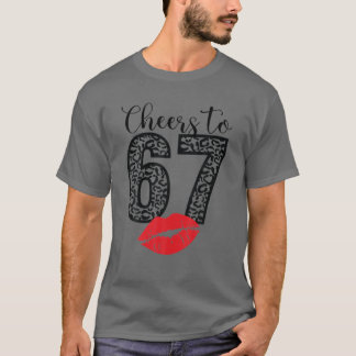 Beifall bis 67 Jahre Lips Happy Birthday Leopard B T-Shirt