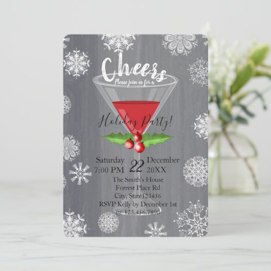 Beifall-Feiertagscocktail-Party Einladung (Stehend Vorderseite)