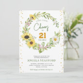 Beifall für 21 Jahre Moderne, helle Sonnenblumenmä Einladung (Stehend Vorderseite)