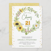 Beifall für 21 Jahre Moderne, helle Sonnenblumenmä Einladung (Vorne/Hinten)