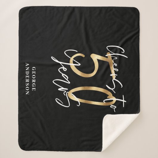 Beifall für 50 Jahre modernes Schwarz und Gold Sherpadecke (Vorderseite)