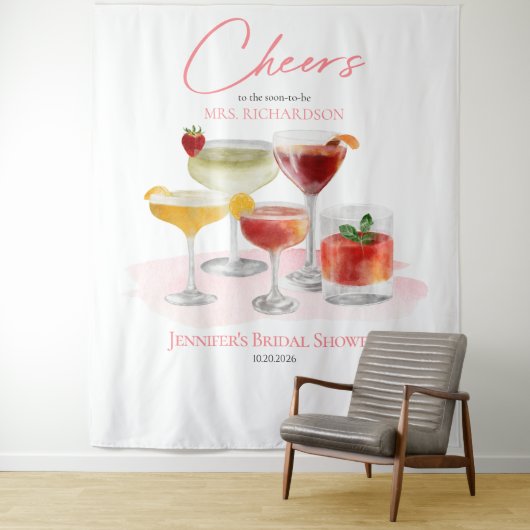 Beifall für | Cocktails Brautparty Backdrops Wandteppich (Beispiel)