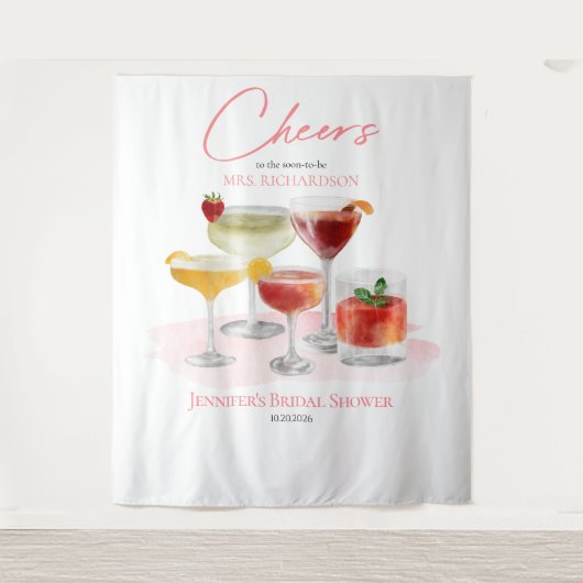 Beifall für | Cocktails Brautparty Backdrops Wandteppich (Vorderseite)