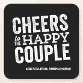 Beifall für das glückliche Ehepaar mit schwarzer P Rechteckiger Pappuntersetzer (Vorderseite)