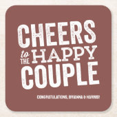 Beifall für das glückliche Paar aus roten Steinen  Rechteckiger Pappuntersetzer (Vorderseite)