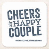 Beifall für das glückliche Paar blaue Hochzeitsfei Rechteckiger Pappuntersetzer (Vorderseite)