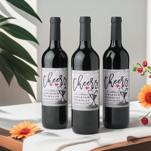 Beifall für das knackige Hochzeitsglanz-Glas-Holz Weinetikett