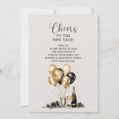 Beifall für das neue Jahr-Gold-Schwarz-Party Einladung (Vorderseite)