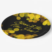 Beifall für das neue Jahr Golden Bokeh Lights Pappteller (Schrägansicht)