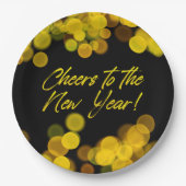 Beifall für das neue Jahr Golden Bokeh Lights Pappteller (Vorderseite)