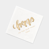 Beifall für das neue Jahr handgeschriebenes Gold Servietten Mit Folie (Links)