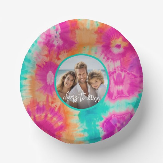 Beifall für das neue Jahr Krawatte-Dye Aquamarine Pappteller (Vorderseite)